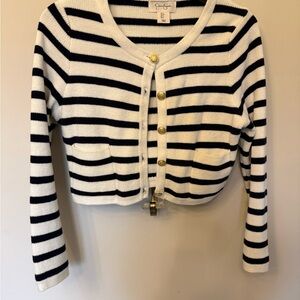 Jessica Simpson Black and White Striped Cardigan